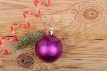 Christmas decorations on wooden background.