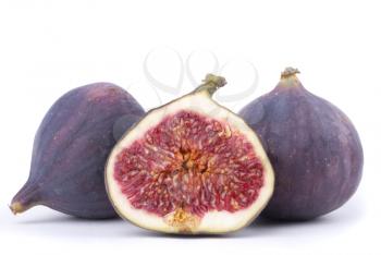 Three figs on a white background.