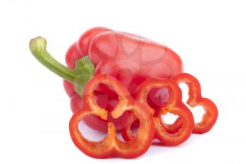 Sweet red peppers on a white background.