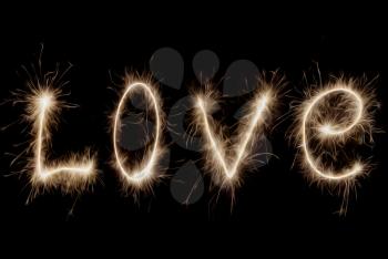 Royalty Free Photo of Love Written in Sparklers