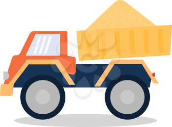 Dumper with building sand. Vector illustration .