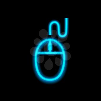 Computer mouse neon lights. Vector illustration .