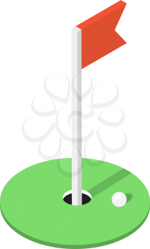 Game of golf ball and flag. Vector illustration .