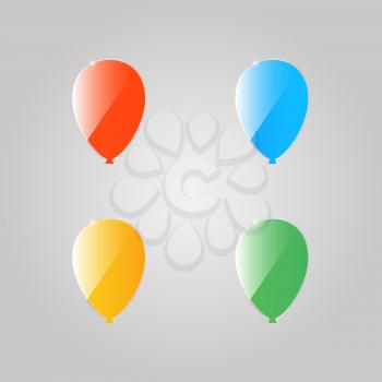 Colored shiny balloons on a gray background. Vector illustration .