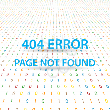 Symbol 404 error page not found on a digital background. Vector illustration.