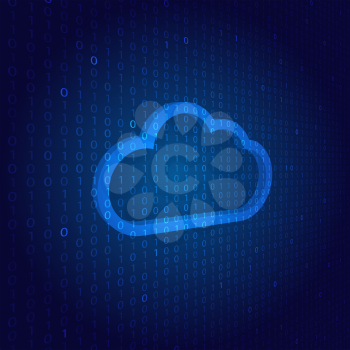 Cloud symbol network on a digital background. Vector illustration .