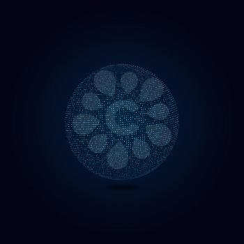 Abstract sphere of luminous points. Vector illustration .