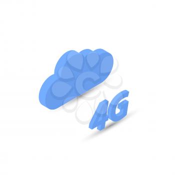 4G network and data cloud. Vector isometric illustration.