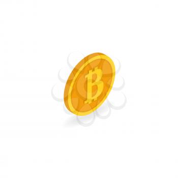 Coin bitcoin on a white background. Isometric vector illustration.