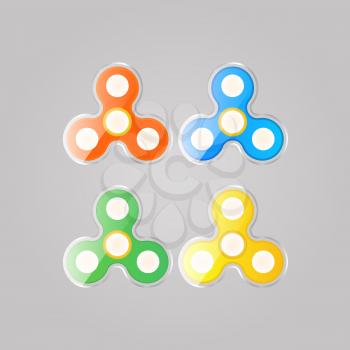 Toy spinner set colored to relieve stress. Vector illustration .