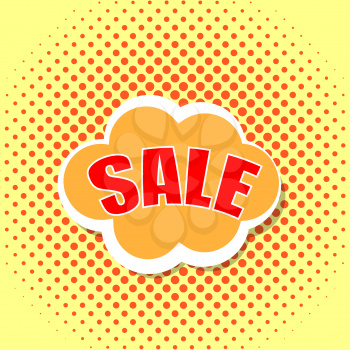 Pop art comics cloud banner with the word sale. Vector illustration .