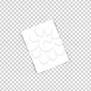 White realistic sheet of paper on a transparent background. Vector illustration .