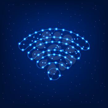 Wi fi sign on a blue background. Vector illustration .
