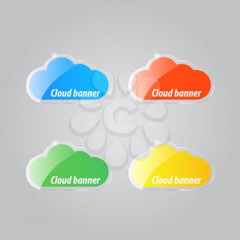 Colorful bright clouds icons on a gray background. Vector illustration .