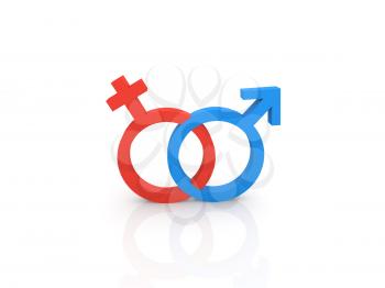 Male and female symbol of gender identity. 3d render illustration.