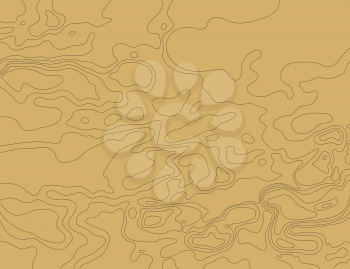 Topographic map on a brown background. Vector illustration .