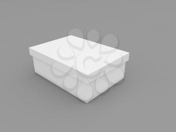 Shoe box on a gray background. 3d render illustration.