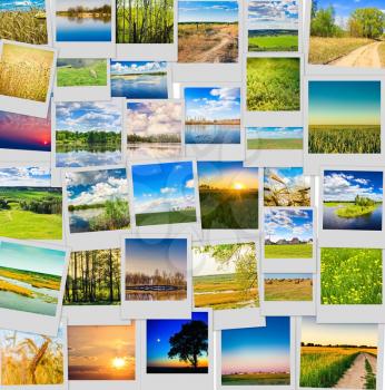 Nature And Travel Background. Collage Of Images