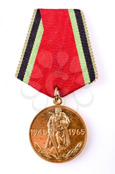 MINSK, BELARUS - FEB 06: Russian (soviet) medal for participation in the Second World War, February 06, 2014.