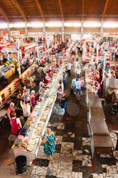 GOMEL, BELARUS - AUG 18: a meat market in Gomel, August 18, 2013. This is an example of existing food market in Belarus