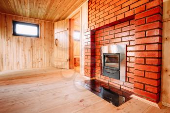Interior Of The Sauna - Window, Fireplace, Nobody