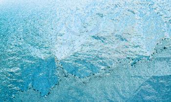 Ice Background, Natural Blue Frosty Pattern On Frost Glass