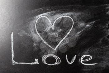 Handwritten Message On A School Chalkboard Drawing With An Illustrated Heart Used As A Symbol, Concept Of Love In This Valentines Message