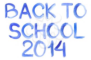 Handwritten Blue Watercolor Message Back To School Isolate White Background