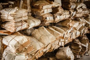 Closeup At Paper Waste Background. Keeping Records
