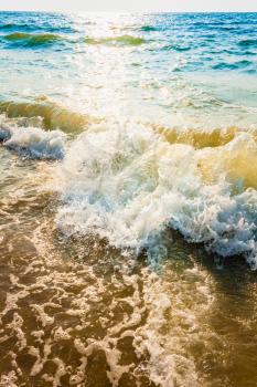 Soft Sea Ocean Waves Wash Over Sand Background