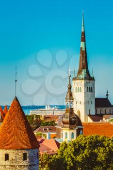 Scenic View Landscape Old City Town Tallinn In Estonia