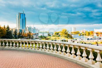 MINSK - OCT 1: View of the modern architecture of Minsk, from the area Nyamiha In Minsk, on October 1, 2013 in Minsk, Belarus.