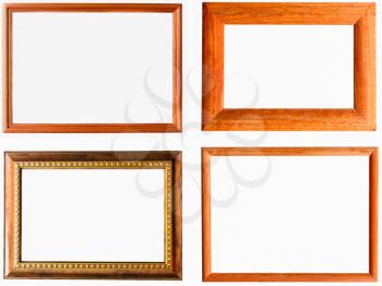Vintage Picture Frame, Wood Plated, White Background. Set, Collage.