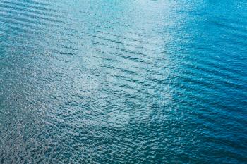 Sea Ocean River Lake Blue Ripple Surface Water Background. Top view