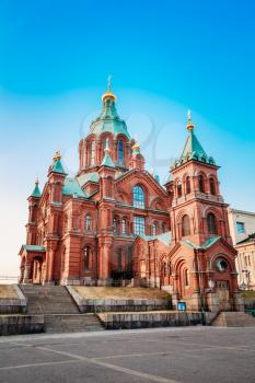 Uspenski Cathedral, Helsinki On Hill At Summer Sunny Day. Red Church - Tourist destination In Finnish Capital, Finland.