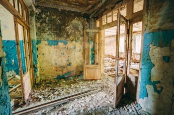 Abandoned House Interior In Chernobyl. School Of Pripyat. Chornobyl Disasters