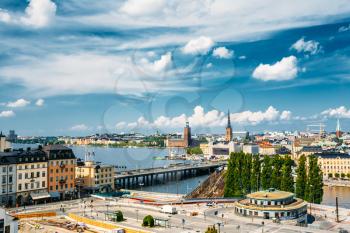 Scenic Summer Aerial View Of Old Town In Stockholm, Sweden