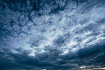 Dark Blue Dramatic Sky Clouds Background