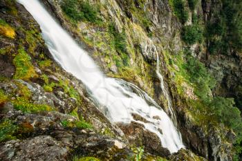 Amazing beautiful waterfall in Norway. Amazing Norwegian nature landscape.