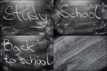 Black Chalkboard Set Collage With Message Education