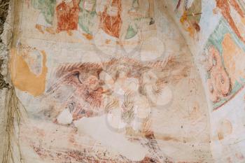 Ancient Surviving Frescoes In Walls Of Caves Of David Gareja Monastery Complex. Davit Gareji Monastery Is Located Is Southeast Of Tbilisi, In Historical Region Sagarejo. It Was Founded In 6th Century
