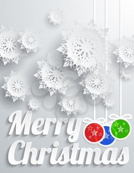 Merry Christmas Background with Snowflake and Balls
