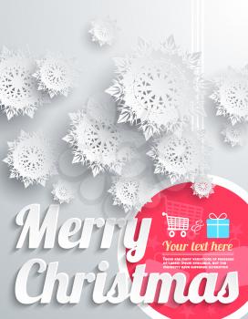 Merry Christmas Background with Snowflake and Ball
