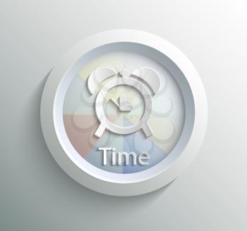 App icon metal time with shadow on technology circle and grey background