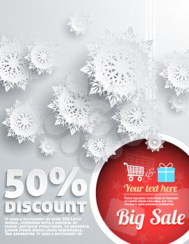 Merry Christmas Background Discount Percent with Snowflake and Ball