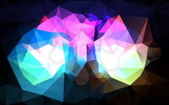 Abstract triangle geometrical multicolored glowing background bright modern infographics crystal, navigation, web