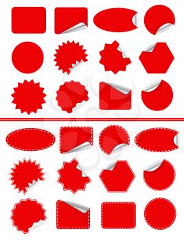 Sticker label set. Red sticky isolated on white