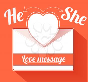 Valentine mail message with heart hi and she