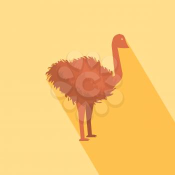 Ostrich icon with shadow in flat design