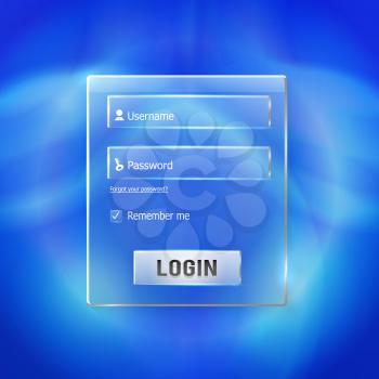 Login and register web glossy form. Modern glossy web card login form